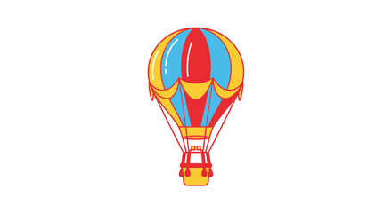 Colorful Hot Air Balloon with Basket on White Background, Flat Design © punduh