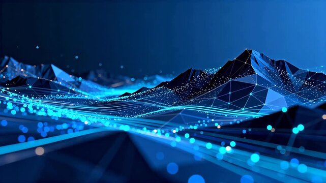Abstract digital mountain landscape