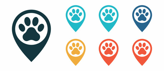 Animal paw map location icon vector for website design and application development © Well Done