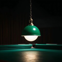 Obraz premium Crisp Striped Billiard Ball Under a Single Industrial Hanging Lamp
