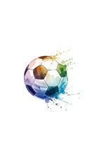 Fototapeta premium Colorful Watercolor Soccer Ball with Splashing Paint Accents