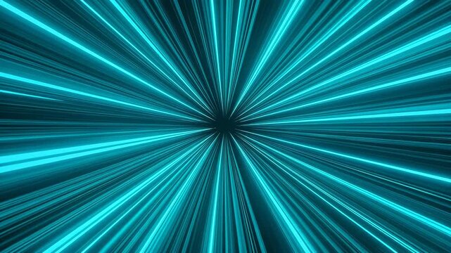 Sci-fi space tunnel with blue and green light beams