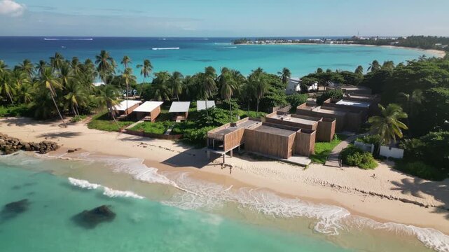 Luxury beach resort aerial view tropical getaway oceanfront property
