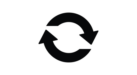 A striking black circular arrow symbol representing recycling looping or continuous flow silhouette high quality professional © MIRAJ02