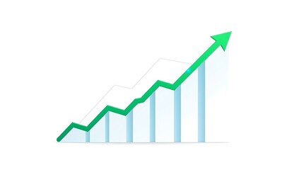 3d green upward growth arrow chart illustrating business success and financial progress