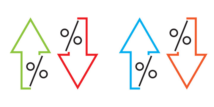 percent up and down arrow icon blue red green vector design illustration EPS10
