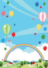 牧場レジャーイベント背景、縦、かわいい © nana10n no AI