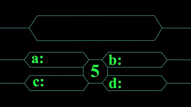 Green color digital graphics for the answering the question with the moving number in the limited time