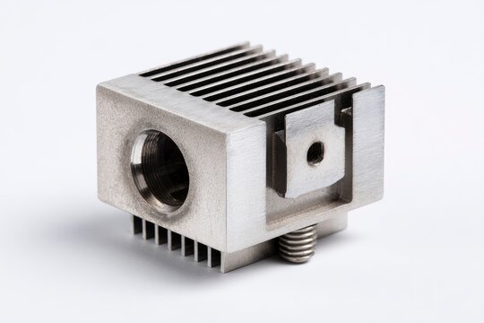 Closeup of metal 3D printer nozzle.
