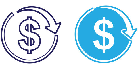 Obraz premium Dollar sign icons with circular arrows