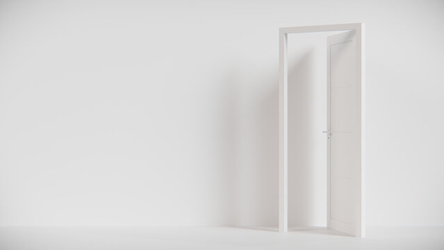 3D render of modern bedroom door with horizontal panels and metallic handle. Perfect for architectural catalogs, product visualization, interior design projects, and contemporary decor presentations.