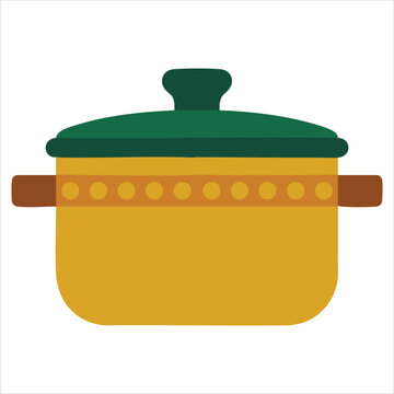 Adorable cooking pot with polka dots for kitchen and culinary themes colorful vector illustration