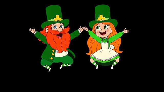 St Patricks Day Dancing Leprechaun Cartoon Characters