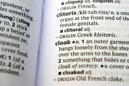 Detail Of English Dictionary Page And Word Pronunciation Of - clitoral