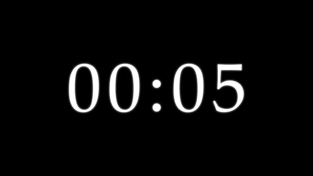 Digital ten second countdown timer clock. 10 seconds countdown timer animation. counter from zero to ten seconds. Ten second countdown timer with alpha channel.