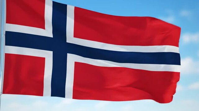 Norway flag waving freely.