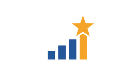 Vector business success icon with star and bar chart