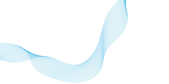 Abstract modern white background with blue wavy line, gradient tones on transparent background, Vibrant blue wave pattern flowing across white background.