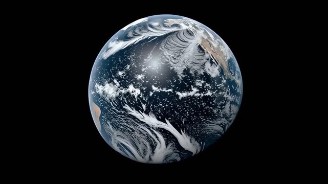 Looping planet Earth spin motion on black backdrop illustrating world geography, global business, and technology concepts.