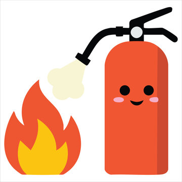 Cartoon fire and firefighter tool for emergency theme vector