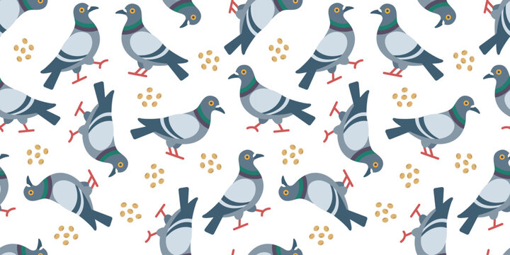 鳩と豆のイラストのシームレスな背景画像。（Seamless background image of pigeon and pea illustration.）
