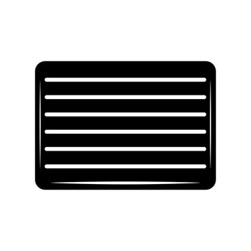 Black rectangular vent panel with horizontal slats isolated on a clean white background