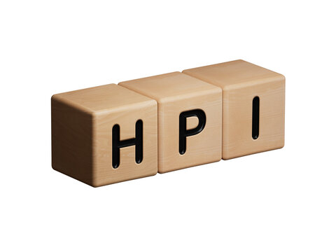 HPI the word is written on wooden cubes.close up of wooden elements,Business Concept.Supports PNG files with transparent backgrounds.