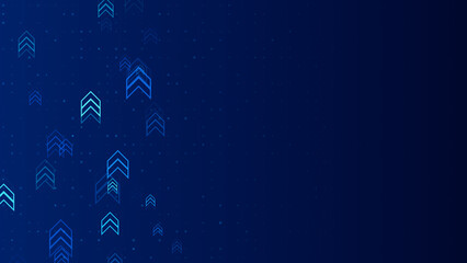 abstract blue background with glowing arrow shapes up , futuristic ai technology and science social media design element