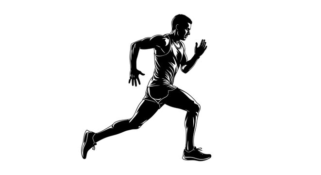 Man Running in Athletic Clothing Fast.