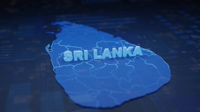 Sri Lanka Map Futuristic Digital Background