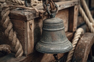 Fototapeta premium Old weathered metal ship bell.