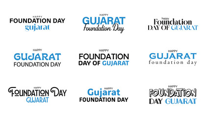 Gujarat foundation day creative typography set. vector illustration design in text style. © RMAKE