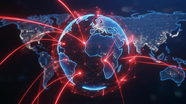 Digital Earth Global Network Communication and Data Transfer Animation.