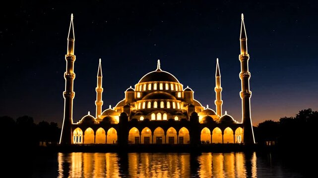 Sultan Ahmed Mosque at Night Time.