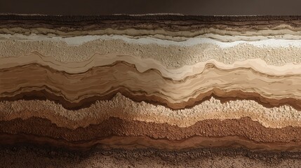 Soil strata breakdown illustration with dark and light brown layers