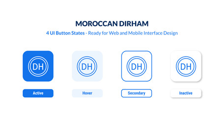 moroccan dirham UI button states set. Outline icon kit from africa collection. Thin linear moroccan dirham, flying coins, finance concept editable vector. Line vector moroccan dirham sign