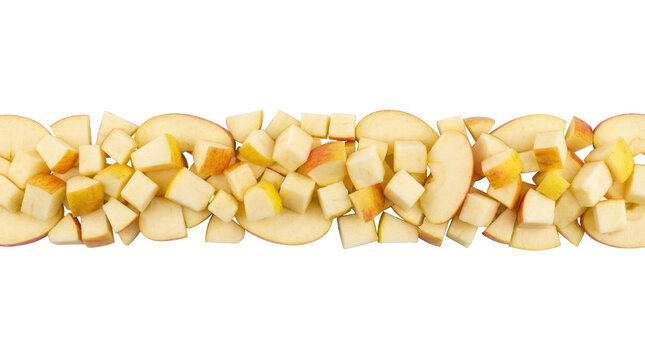 Top-Down View of Diced Jonagold Apples on a Transparent Background: Fresh, Versatile Ingredient for Healthy Eating, Cooking, and Baking, Perfect for Recipes and Nutritional Content