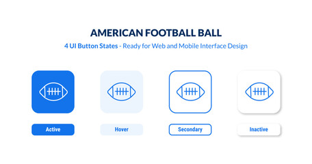 american football ball UI button states set. Outline icon kit from american football collection. Thin linear american football ball, american, game editable vector.