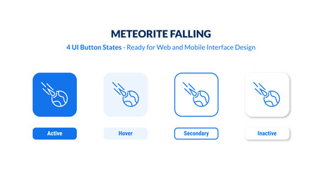 meteorite falling UI button states set. Outline icon kit from astronomy collection. Thin linear meteorite falling, comet, meteorite editable vector. Line vector meteorite falling sign © IconArt