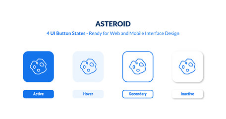 asteroid UI button states set. Outline icon kit from astronomy collection. Thin linear asteroid, rocket, space editable vector. Line vector asteroid sign for web and mobile interface © IconArt