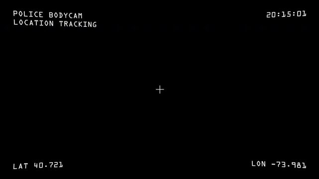 Police Bodycam Location Tracking Overlay with GPS Coordinates, Latitude Longitude Display and Recording Indicator for Surveillance Footage