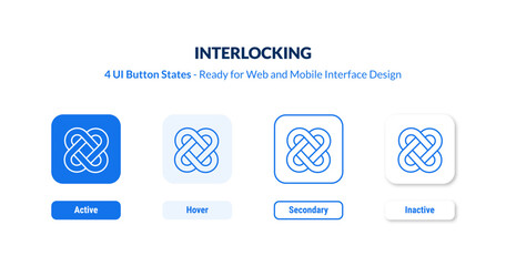 interlocking UI button states set. Outline icon kit from analytics collection. Thin linear interlocking, circle, together editable vector. Line vector interlocking sign for web and mobile interface