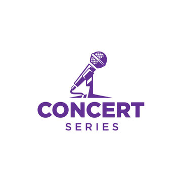 Purple Concert Series Logo Featuring a Microphone and Text Design.