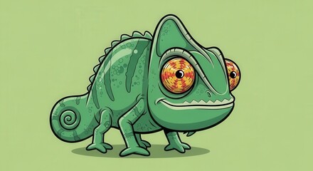 Obraz premium Colorful Cartoon Camouflage Chameleon Animal Illustration for Design