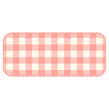 Coral red pink Gingham Label Shape Vector Set | Checkered Sticker Badge Frame