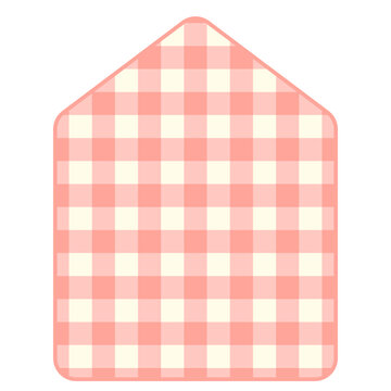 Coral red pink Gingham Label Shape Vector Set | Checkered Sticker Badge Frame