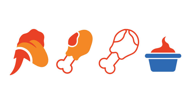 Buffalo Chicken Wings Line art creative contemporary abstract style illustration