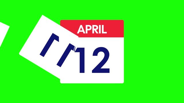 Tax Day April 15 Calendar Animation 4K Payment Deadline Alpha Chroma Green Screen