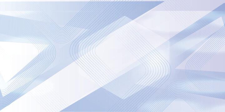 Light blue abstract background with thin curved corner lines and transparent shapes, minimal modern technology banner design
