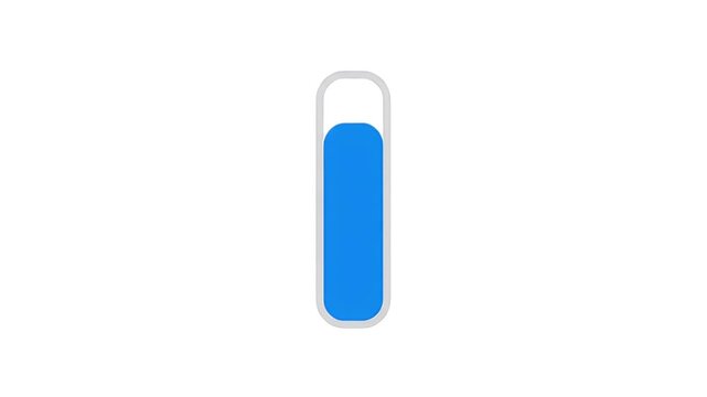 Close-up of a blue toggle button with a white background